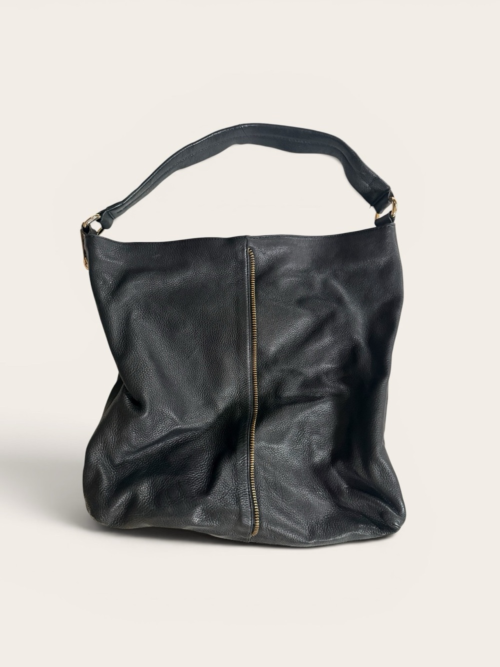 Kelsi Dagger Brooklyn Large Black Leather Hobo Tote Bag